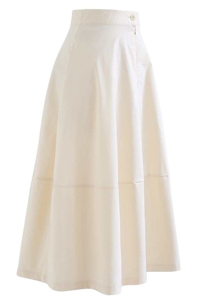 Simple A-Line Midi Skirt in Ivory