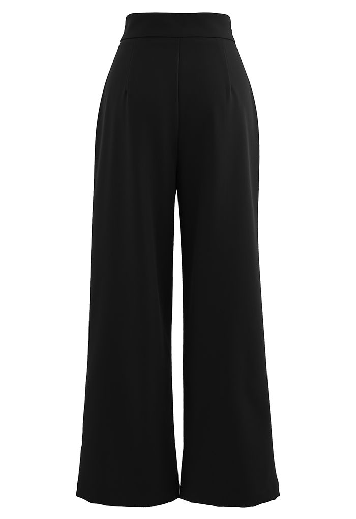Seamed Front Straight Leg Pants in Black