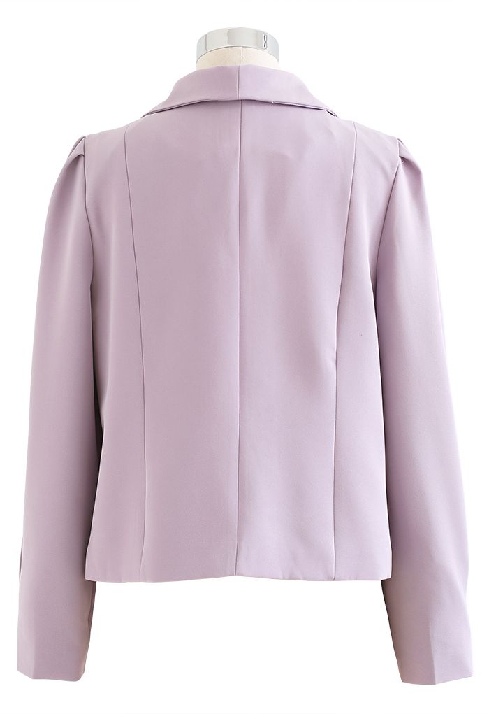 Scalloped Edge Front Pocket Crop Blazer in Lilac