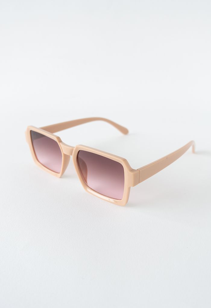 Full-Rim Square Frame Sunglasses in Coral