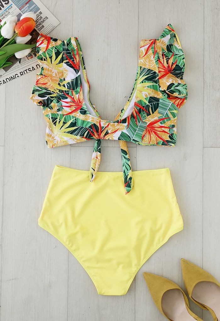 Enthusiastic Flutter Strap Bright Yellow Bikini Set