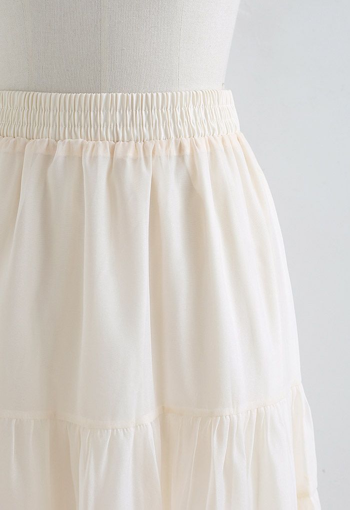 Airy Fairy Ruffle Hem Organza Skirt in Cream