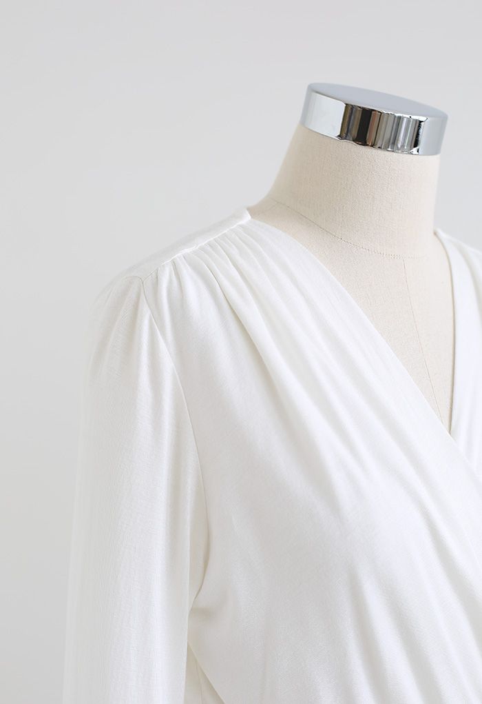 Ultra-Soft Cotton Wrap Top in White