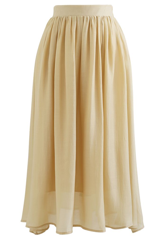 Simplicity Solid Color Textured Skirt in Mustard