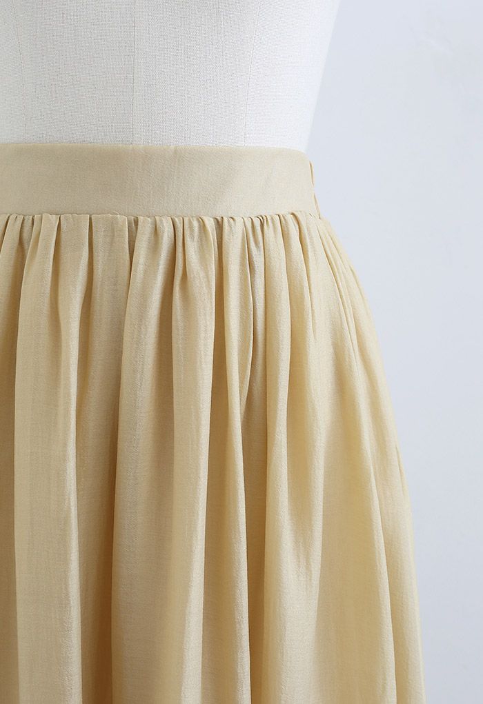 Simplicity Solid Color Textured Skirt in Mustard