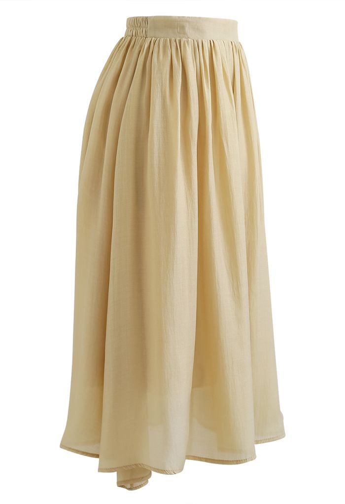 Simplicity Solid Color Textured Skirt in Mustard