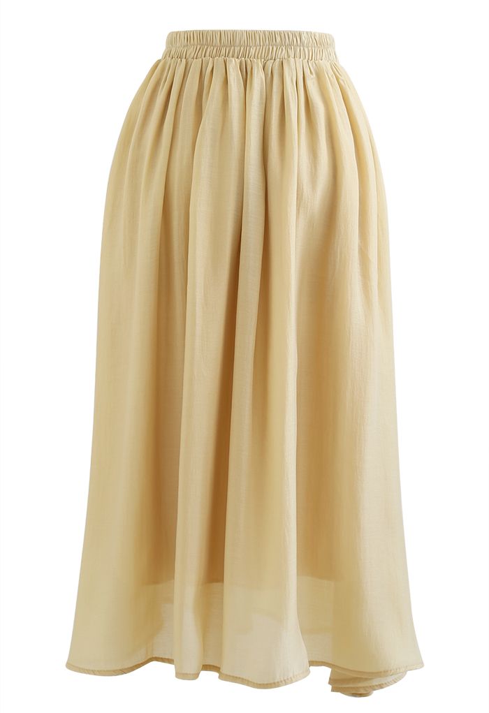 Simplicity Solid Color Textured Skirt in Mustard