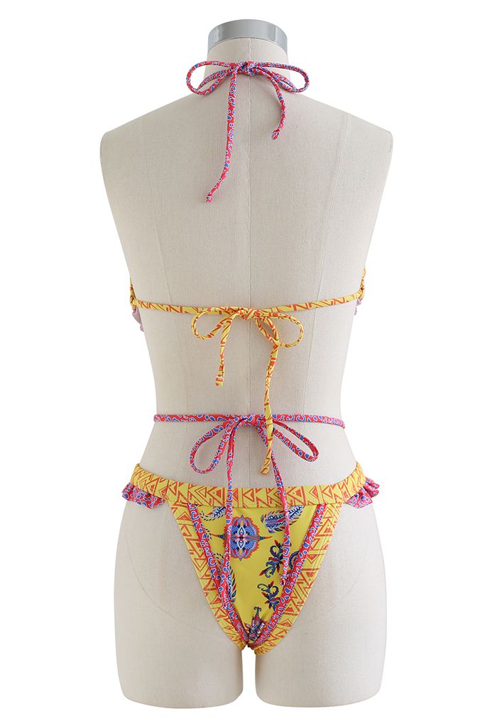 Boho Tie-String Bikini Set in Yellow