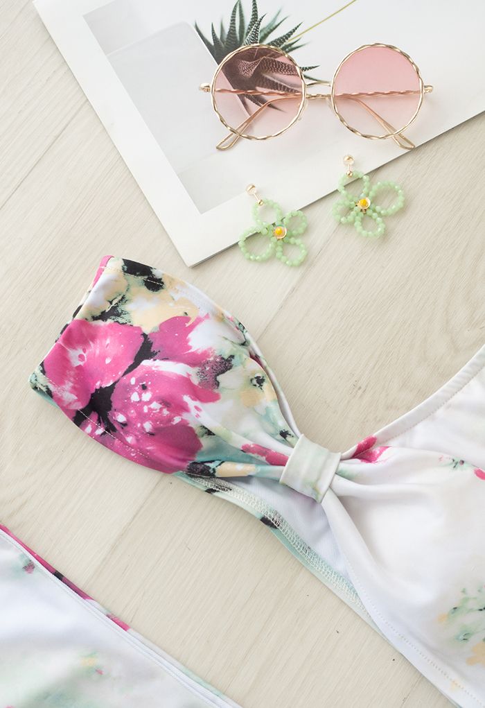 Floral and Frill One-Shoulder Bikini Set