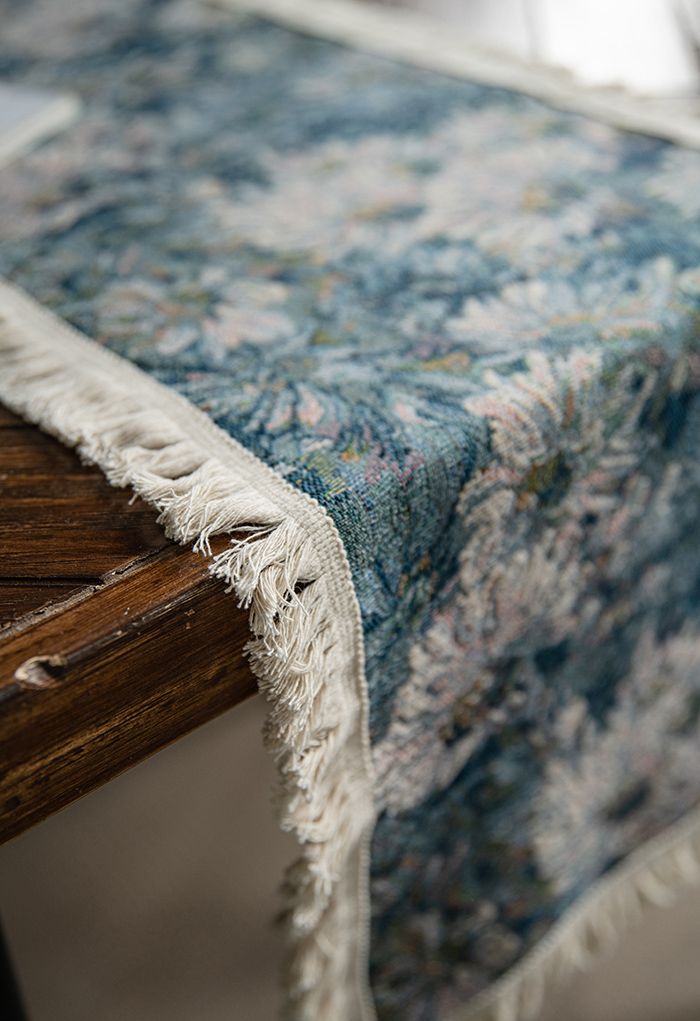 Marguerite Oil Painting Fringed Edge Table Runner