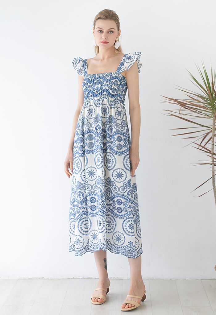 Dreamy Boho Embroidered Cutout Maxi Dress