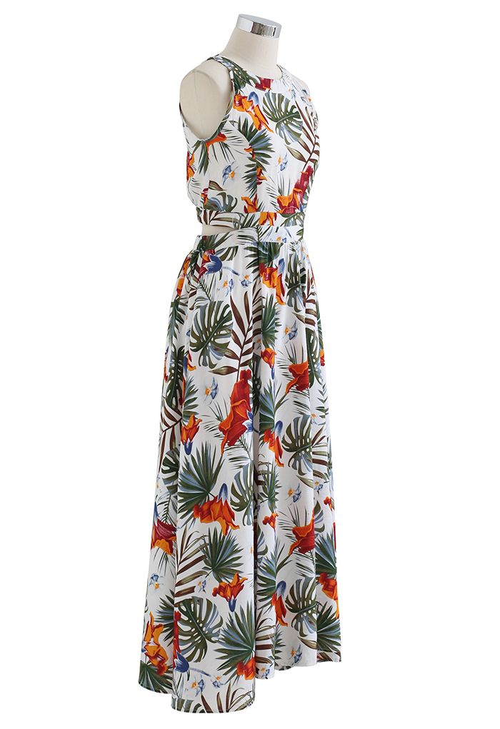 Summer Heaven Palm Print Halter Neck Maxi Dress