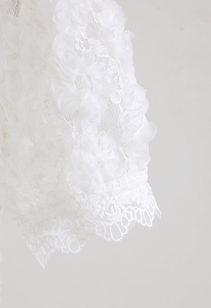 3D Flower Lace Top in White