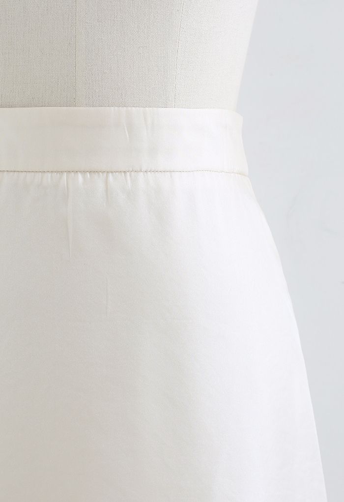 Breezy High Waist Sheer Midi Skirt in Cream