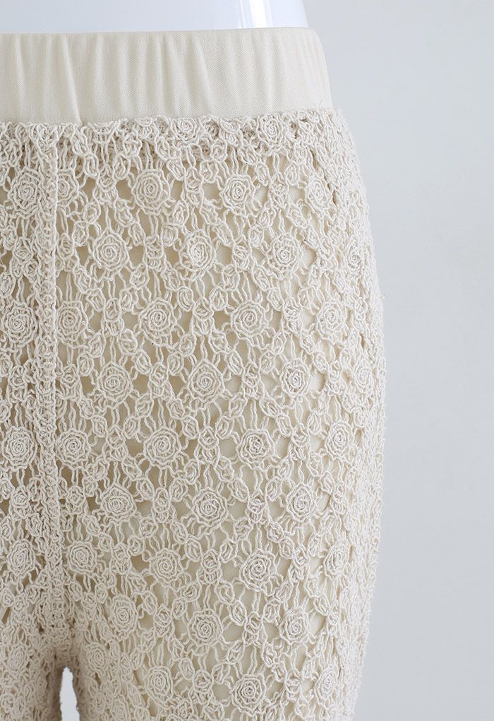 Diamond Floral Hollow Out Crochet Pants