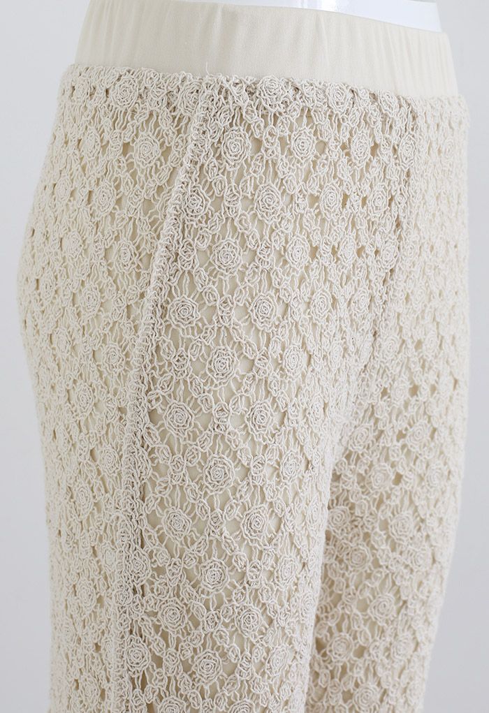 Diamond Floral Hollow Out Crochet Pants