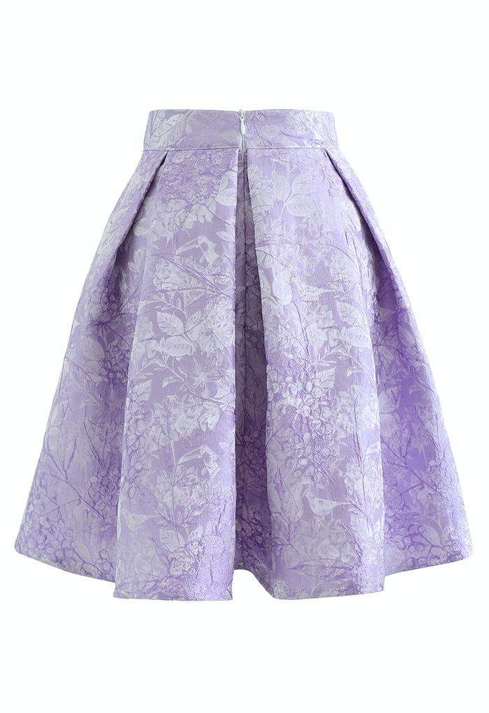 Grape Manor Pleated Flare Skirt in Lilac