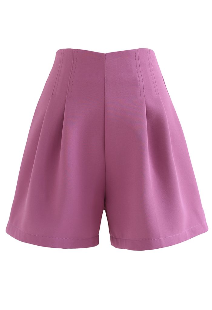 Stitches Waist Pleated Shorts in Violet