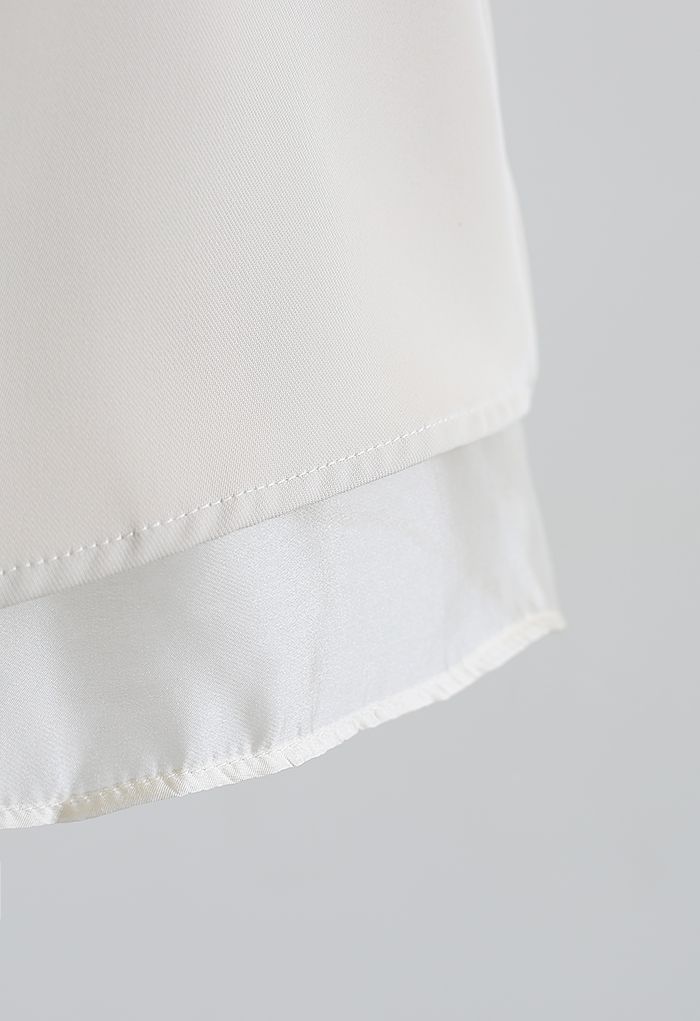 Tiered Organza Lining Drape Shorts in Ivory