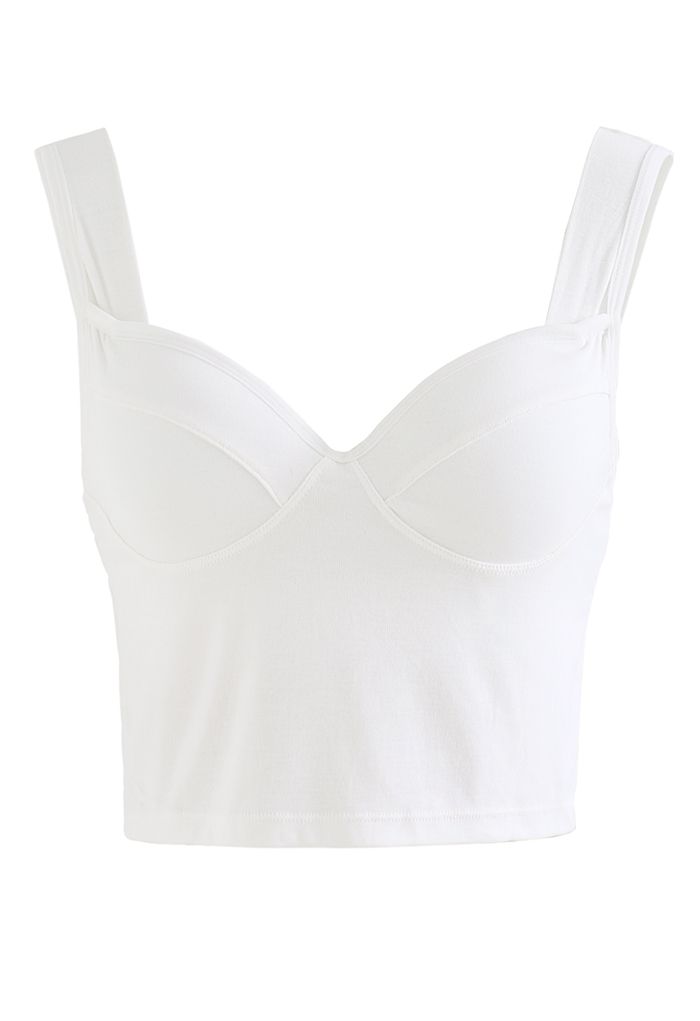 Solid Color Bustier Tank Top in White