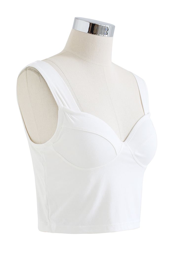 Solid Color Bustier Tank Top in White