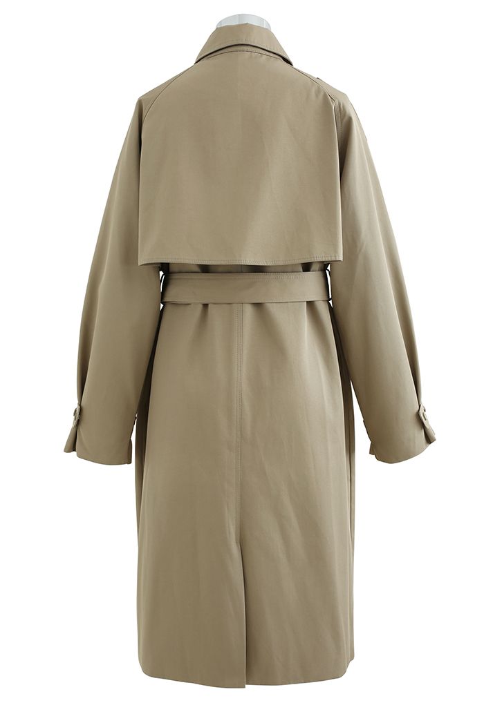 Stud Button Storm Flap Trench Coat in Khaki - Retro, Indie and Unique ...