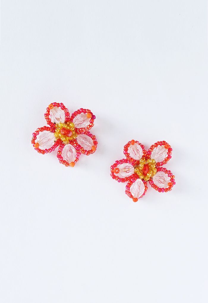 Summer Flower Beaded Stud Earrings