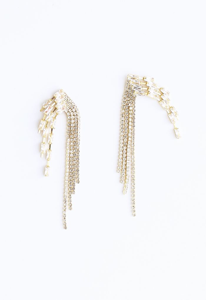 Crystal Chain Tassel Earrings