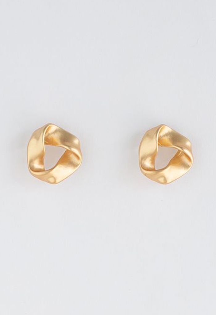 Twist Golden Stud Earrings