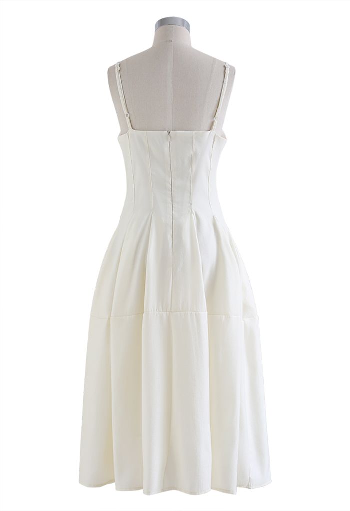 Fit and Flare Seamed Cami Dress in Ivory