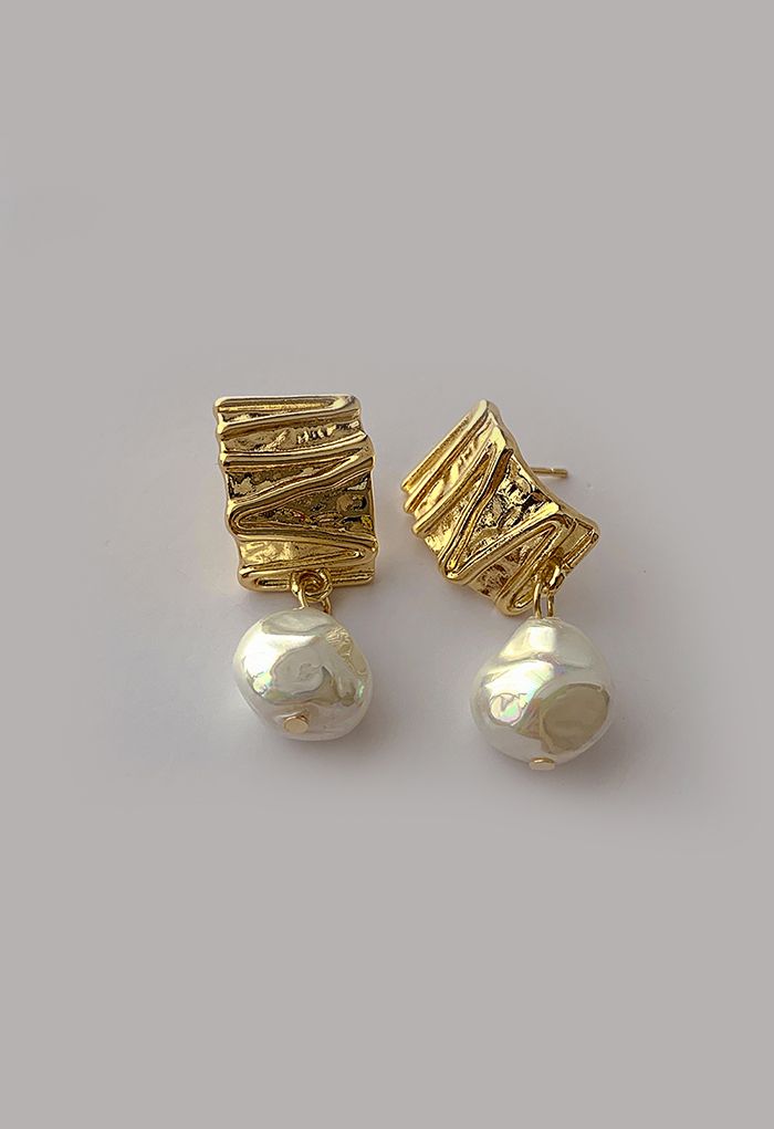 Geometric Square Shell Earrings