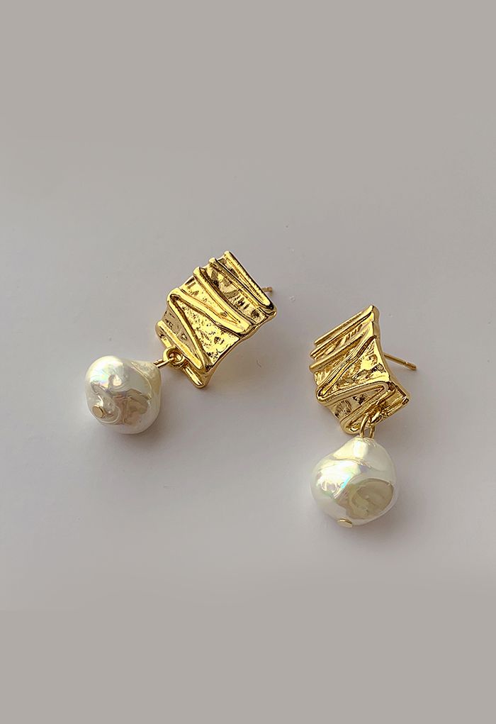 Geometric Square Shell Earrings