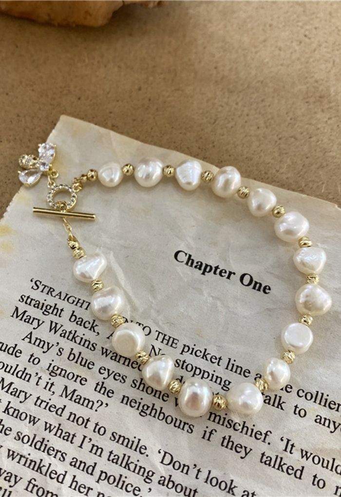 Bee Rhinestone Pearl Bracelet