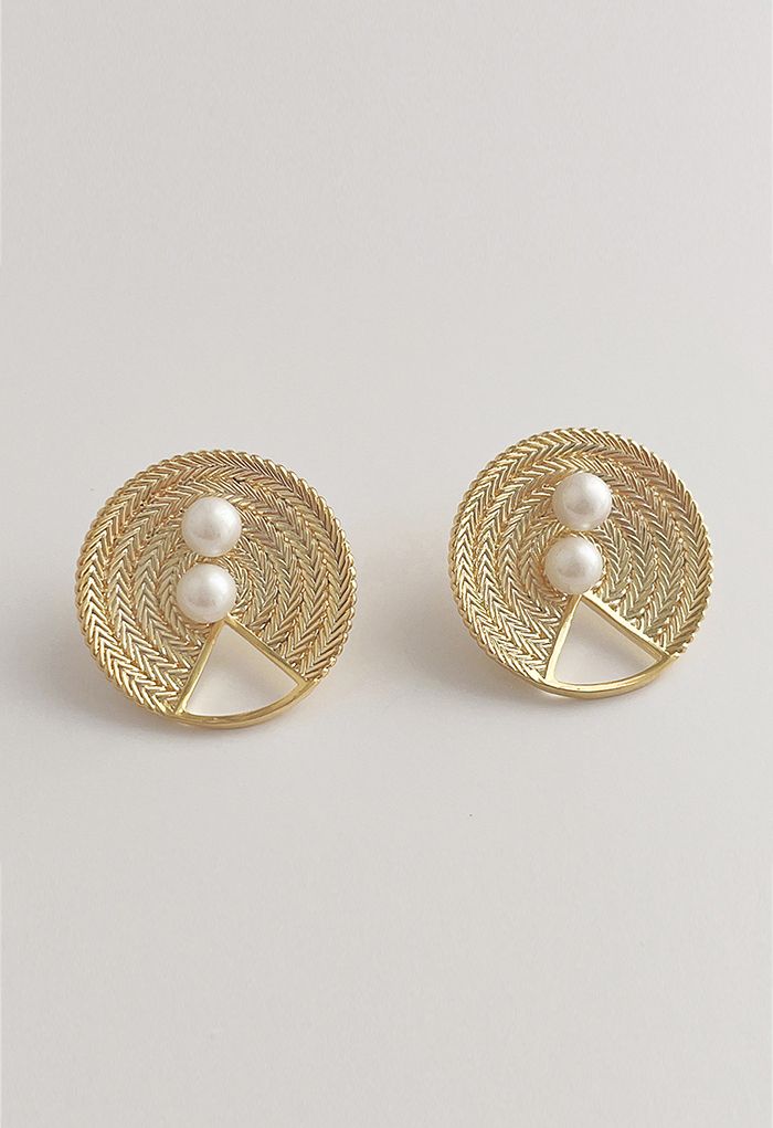 Golden Braided Pearly Earrings