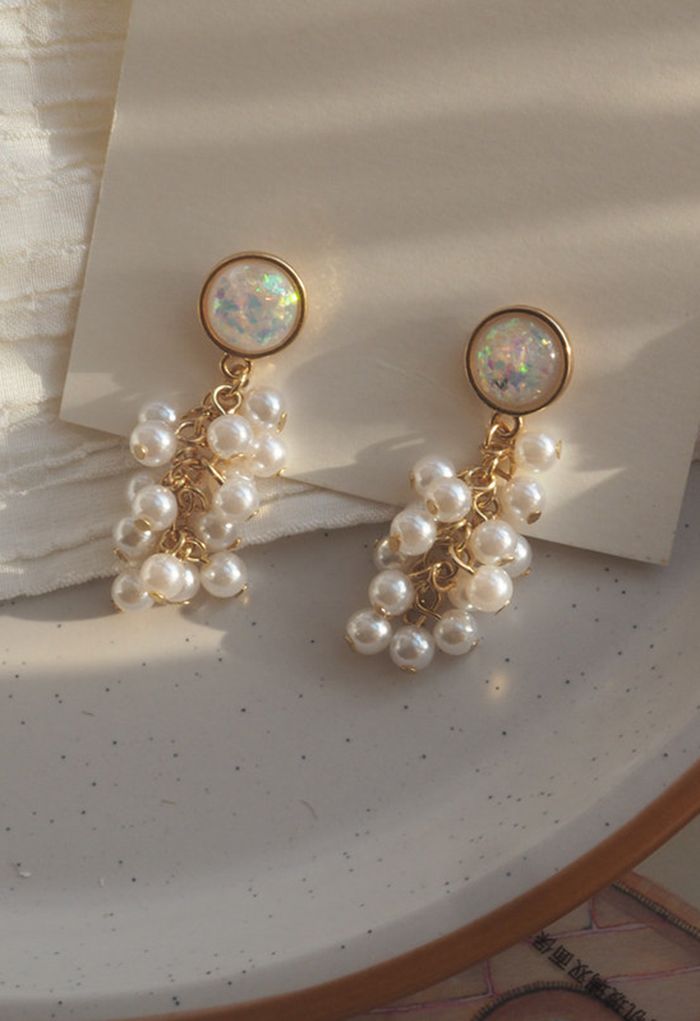 Grape Shape Shimmer Pearl Earrings