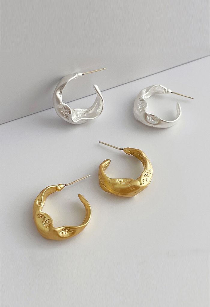 Irregular Shape Embossed Earrings