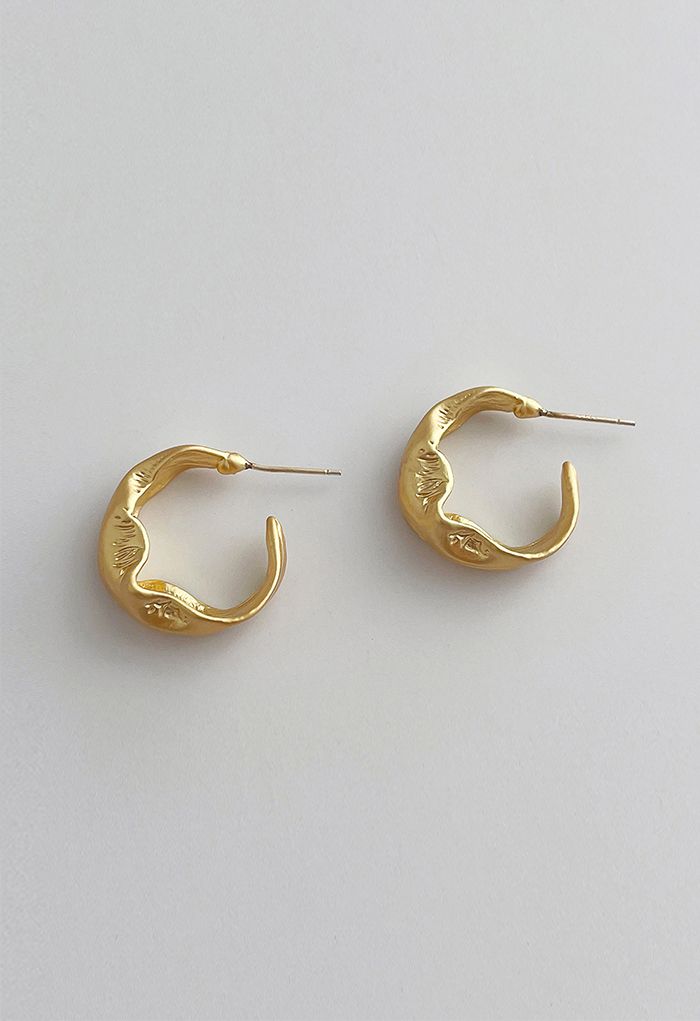 Irregular Shape Embossed Earrings