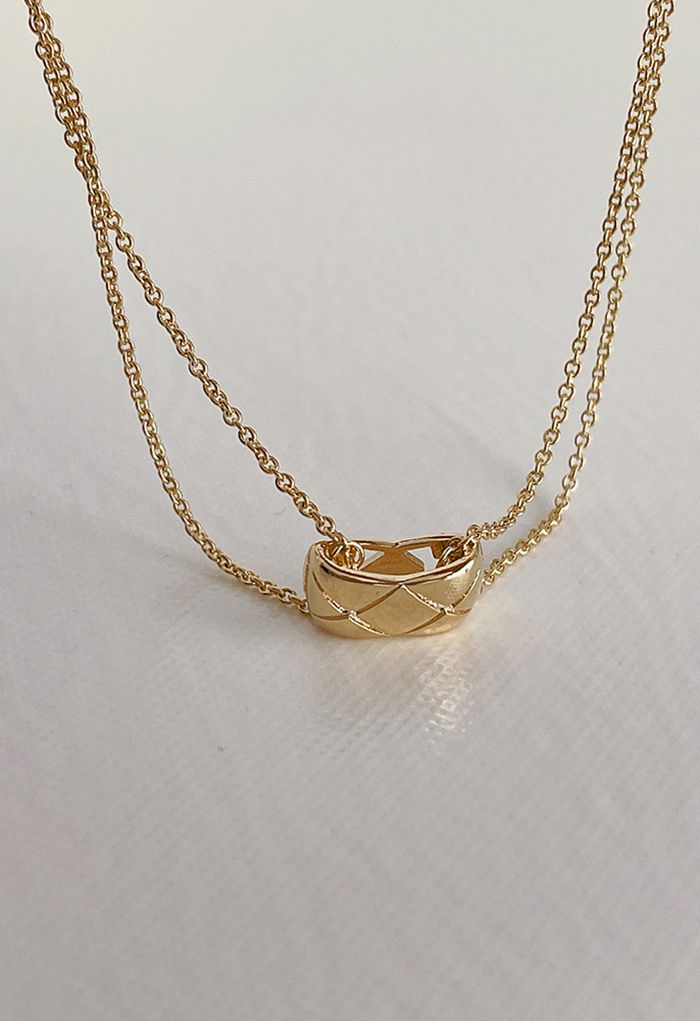 Textured Pendant Double-Chain Necklace
