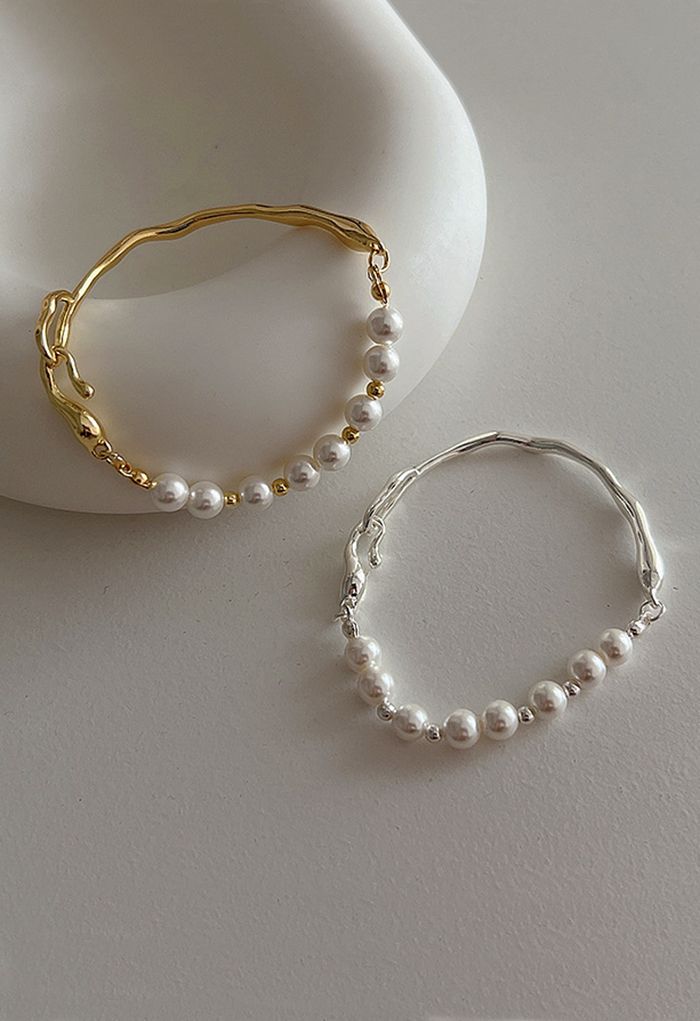 Irregular Metal Pearl Bracelet