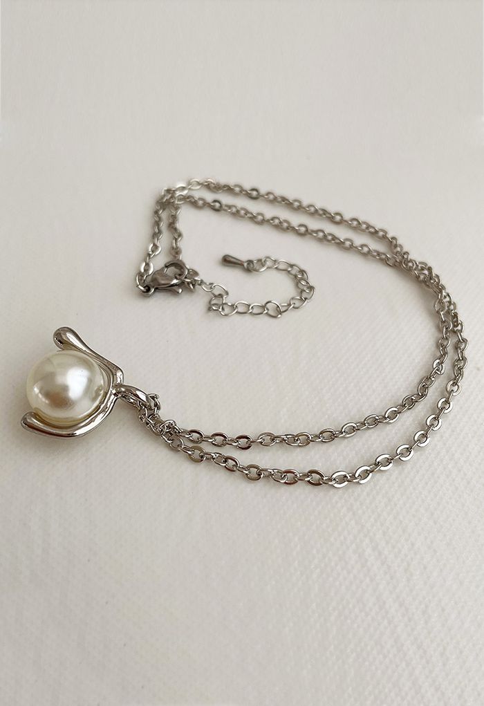 Geometry Pearl Pendant Necklace