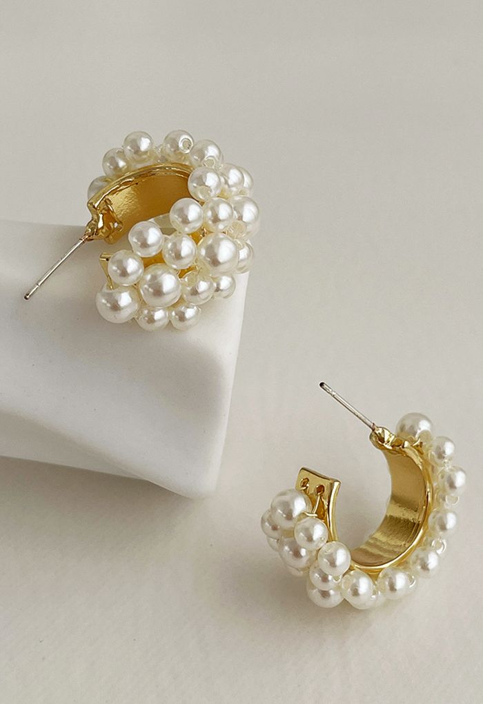 C-Shape Full Pearl Earrings