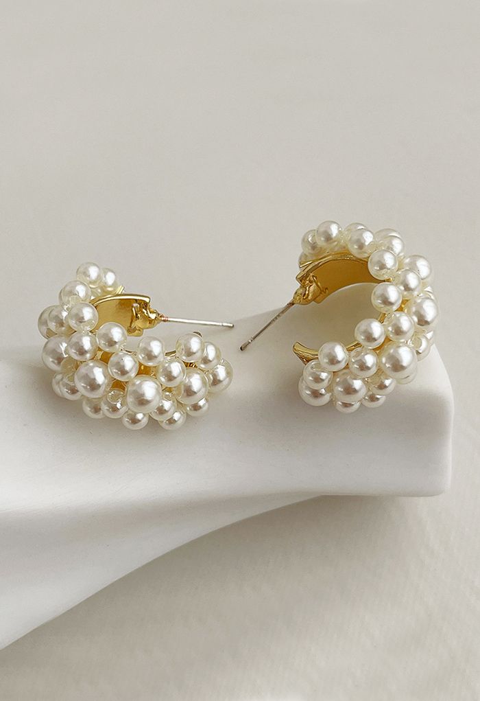 C-Shape Full Pearl Earrings