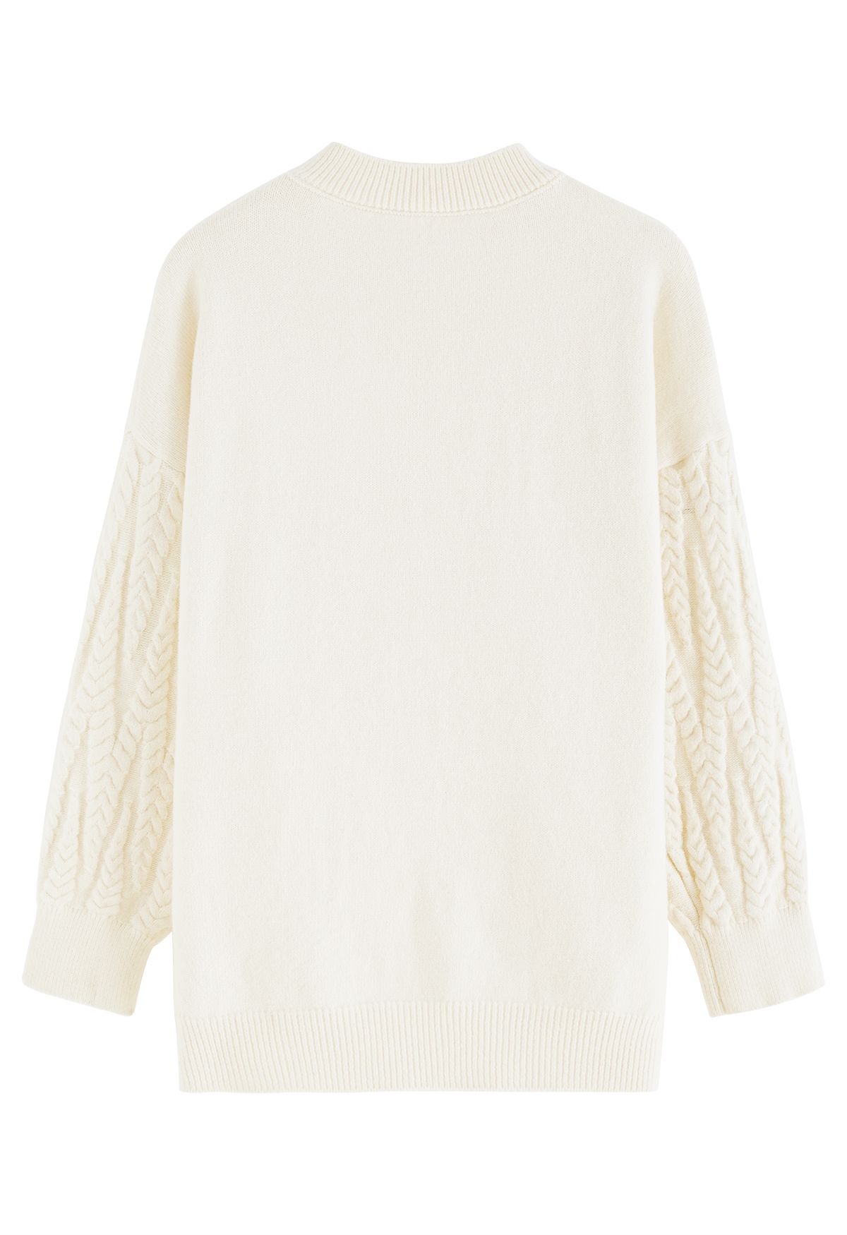 Zigzag Braided Chunky Knit Sweater in Cream