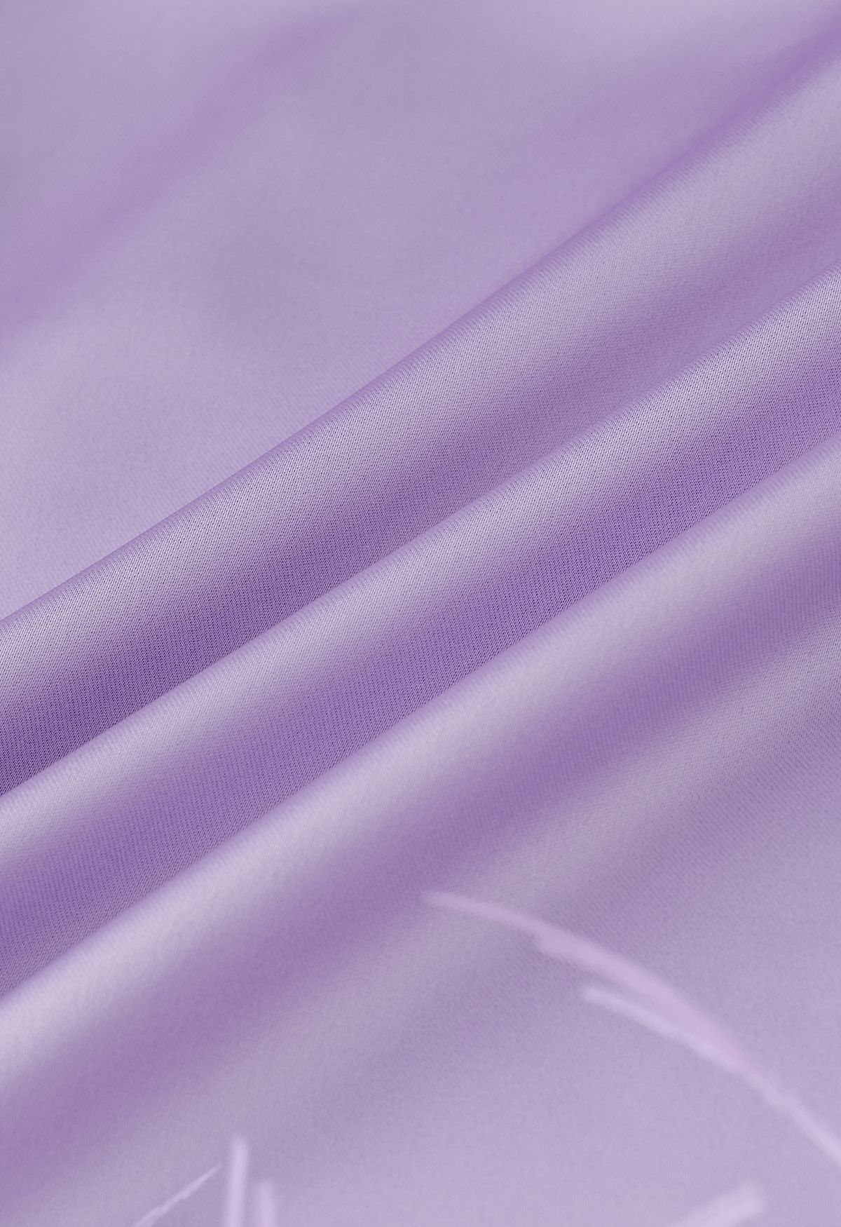 Ethereal Feather Long Sleeve Satin Dress in Purple