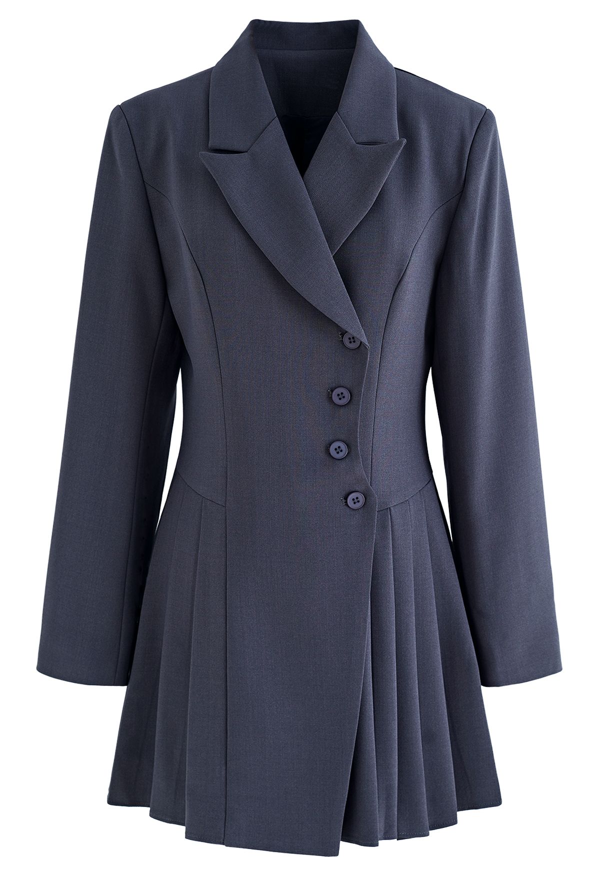 Buttoned Pleated Blazer Dress in Smoke