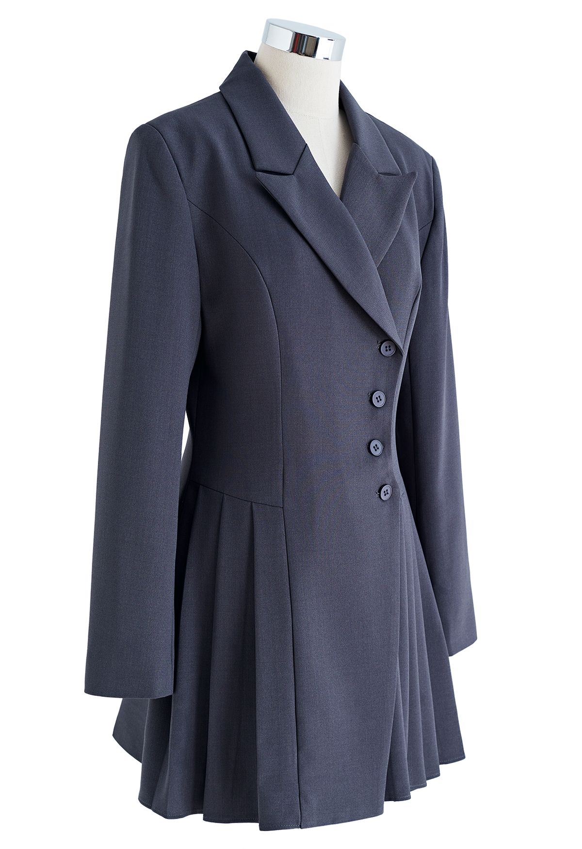 Buttoned Pleated Blazer Dress in Smoke