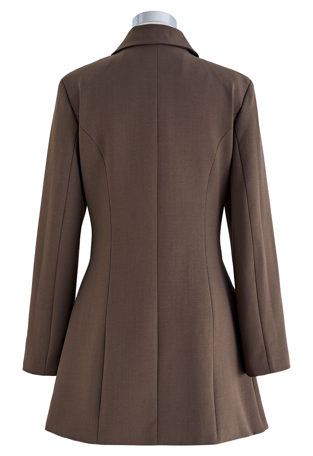 Buttoned Pleated Blazer Dress in Brown