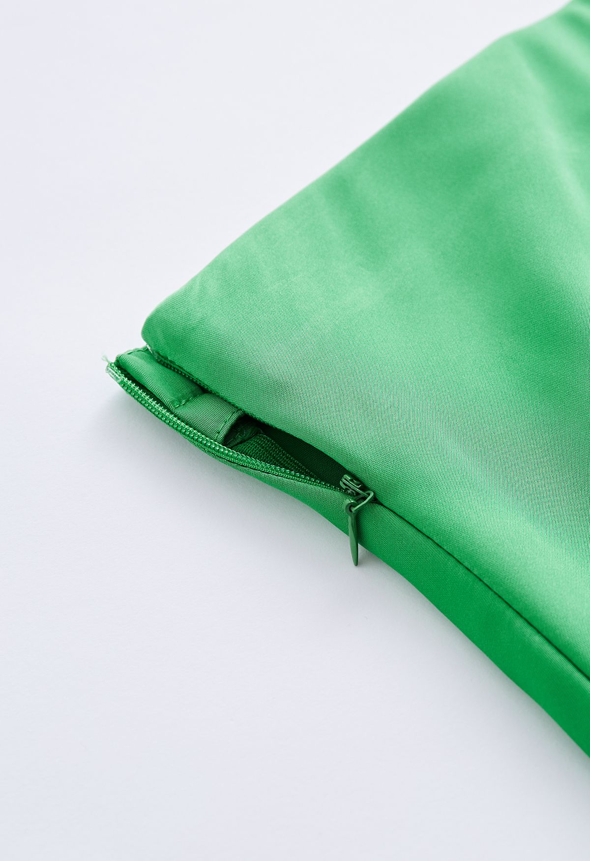 Satin Finish Bias Cut Midi Skirt in Green