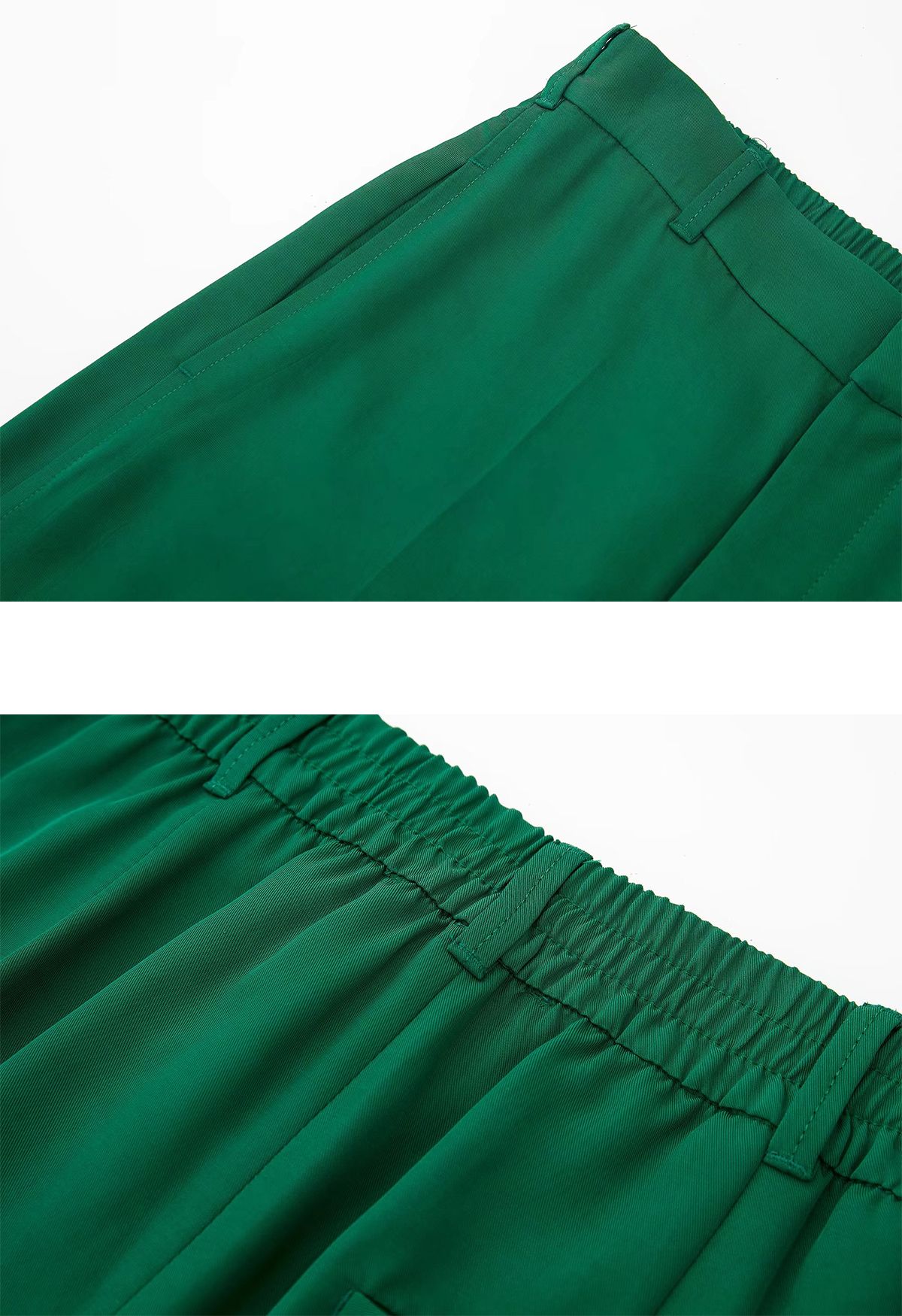 Simplicity Solid Green Drape Straight Leg Pants