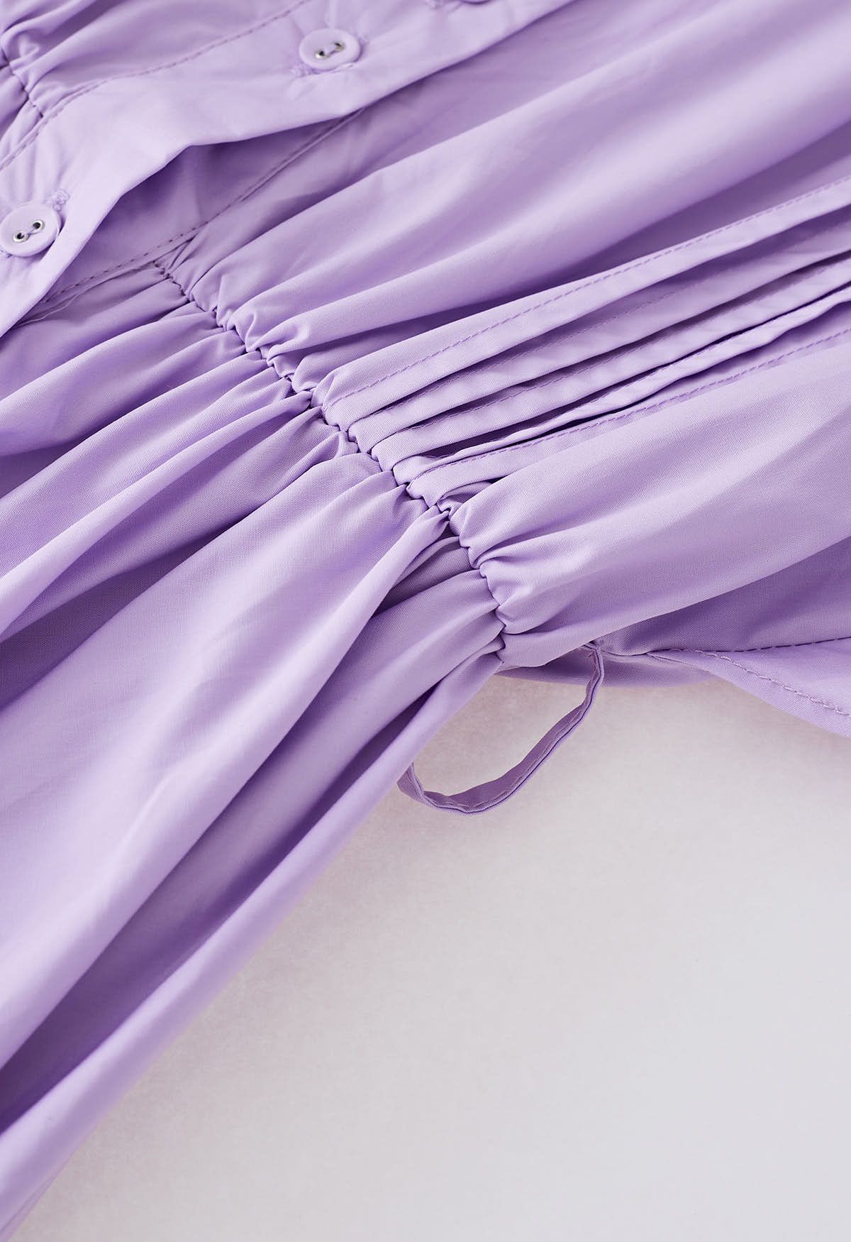 Flutter Sleeve Tie Waist Skater Dress in Lilac